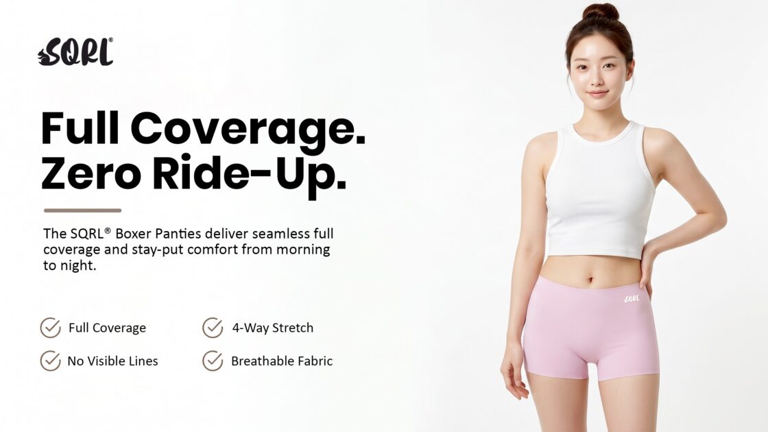 SQRL® Boxer Panties: Full Coverage. Zero Ride-Up.
